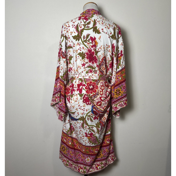 Wildflower Womens Boho Tie Front Kimono One Size Indie Hippie Floral Bird Print - Picture 2 of 9